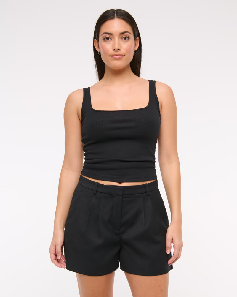 Women's Curve Love A&F Sloane Low Rise Tailored Short | Women's Bottoms | Abercrombie.com | Abercrombie & Fitch (US)