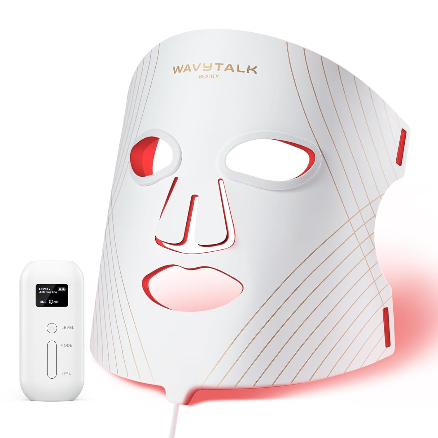 Wavytalk Red Light Therapy Mask for Face, Glow Time LED Face Mask Light Therapy for Anti-Fine Line, Acne Treatment, and Skin Rejuvenation with Red, Near-Infrared Light, Blue and Amber Light Therapy | Amazon (US)