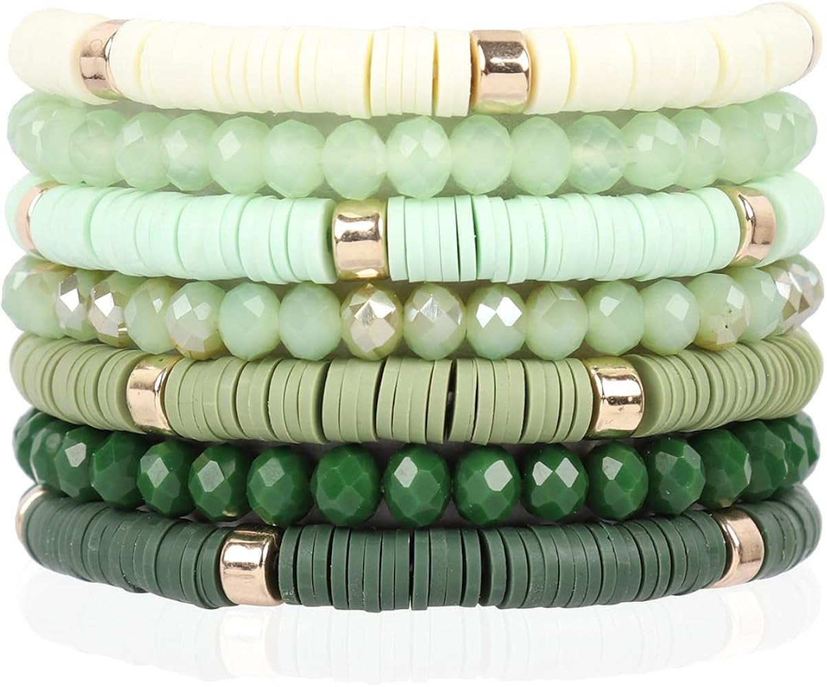 RIAH FASHION Bohemian Multi-Layer Beaded Stacking Statement Bracelets - Versatile Strand Stretch ... | Amazon (US)