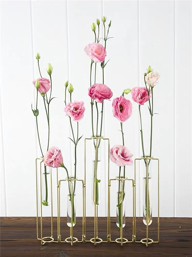 Metal Hinged Plant Stand Set with Glass Test Tube Vases | Amazon (US)