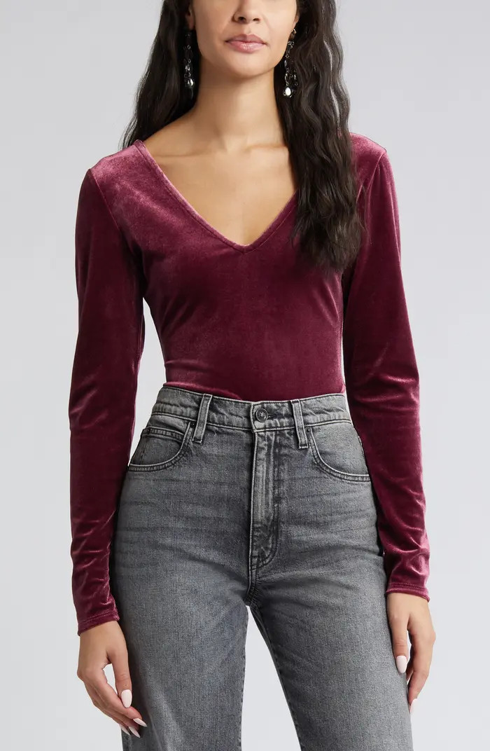 Open Edit Velvet Bodysuit | Nordstrom | Nordstrom