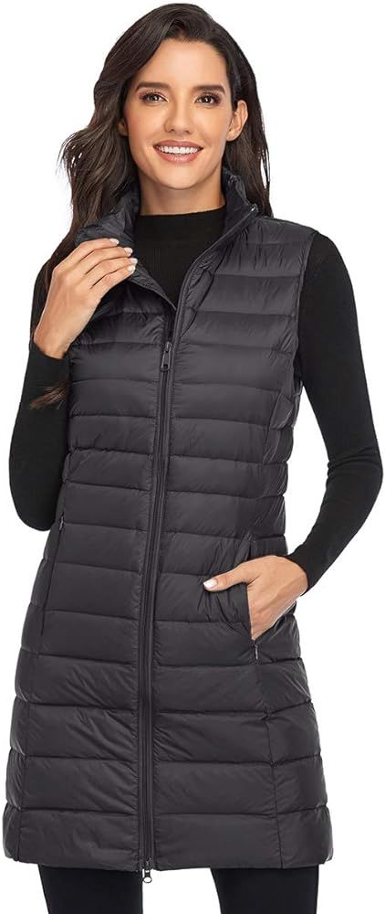 Obosoyo Women's Ultra Light Long Down Vest Winter Packable Down Jacket Lightweight Outdoor Puffer... | Amazon (US)