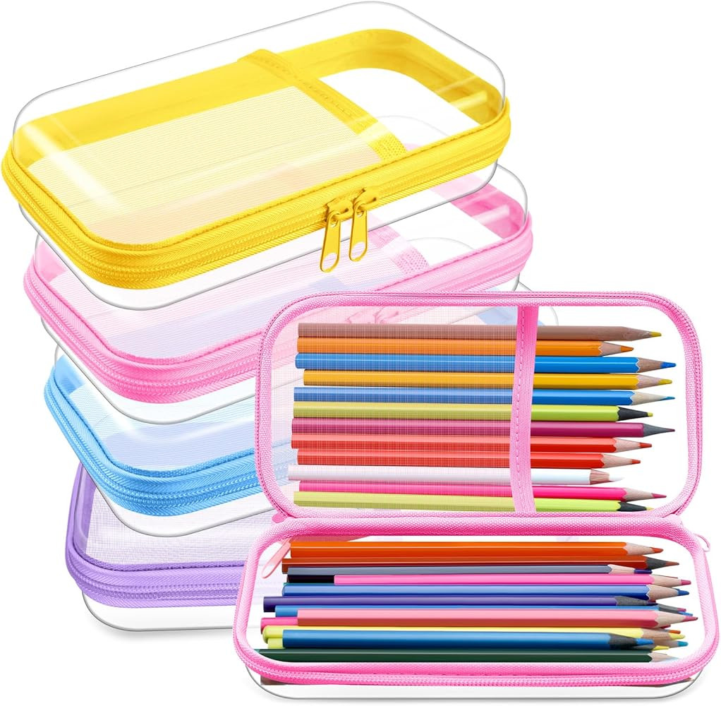 4 Pcs Clear Hard Shell Zipper Case Clear Travel Pouches Bulk Plastic Portable Travel Organizer Bi... | Amazon (US)