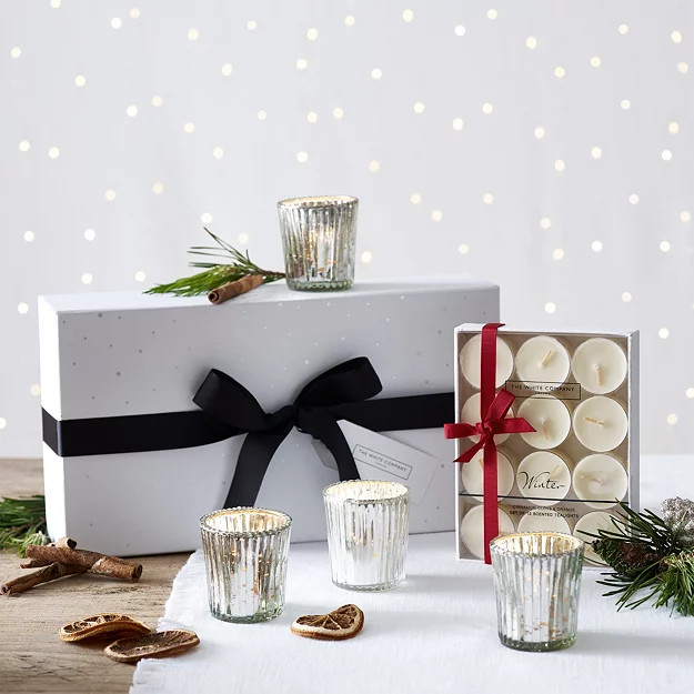 Winter Tealights & Mercury Holder Set | The White Company UK & ROW
