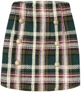Women's Plaid Mini Skirt Pencil Above Knee Length High Elastic Waist Bodycon Zipper Vintage Short... | Amazon (US)