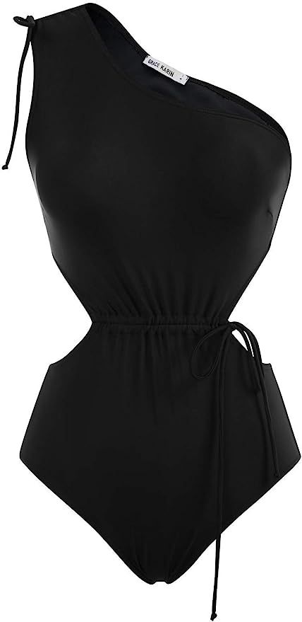 GRACE KARIN Women's One Piece Swimsuits One Shoulder Cut Out Tummy Control Bathing Suits | Amazon (US)