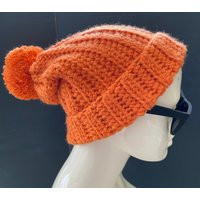 Orange Knitted Bobble Hat - Pom -Halloween Vintage Chunky Knit Beanie Warm Winter Apre Ski Adult One | Etsy (US)