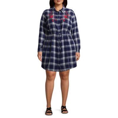 ana Ana Plaid Shirt Dress 3/4 Sleeve Shirt Dress JCPenney | JCPenney