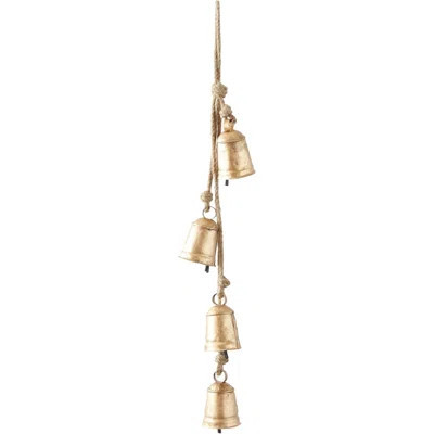 Handmade Metal Tibetan-style Cow Bells – 4 Bells On Jute Hanging Rope | Wayfair North America
