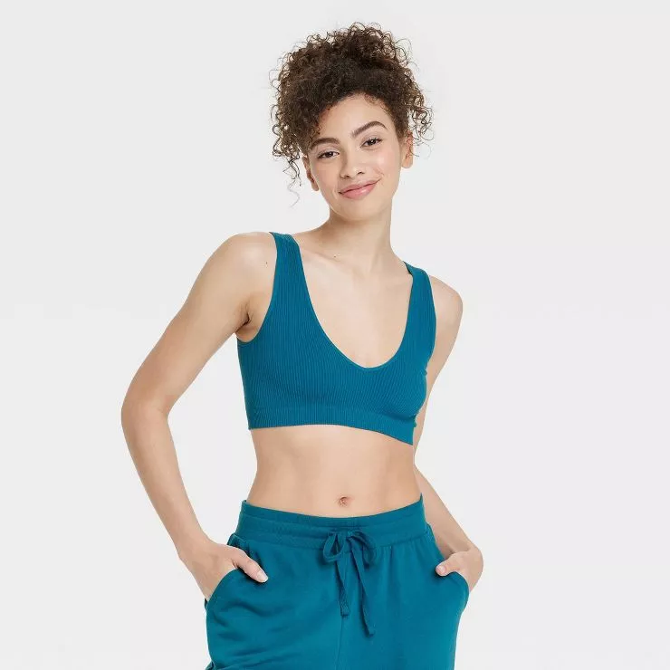 Colsie Teal Bralette Sport Bra Size L- NEW