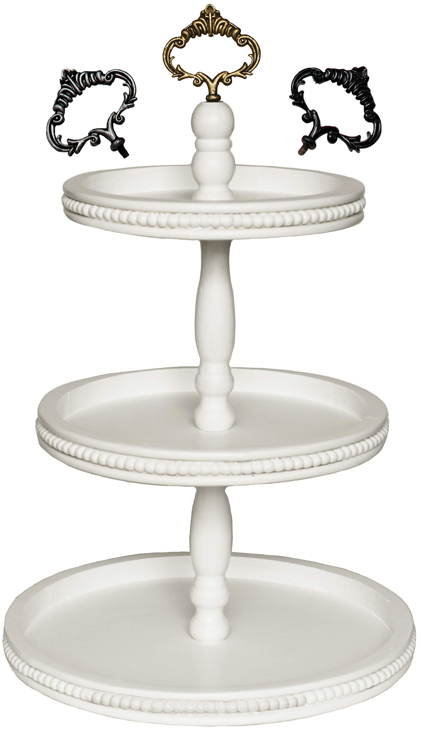 3 Tiered Tray Wooden Serving Stand by Felt Creative Home Goods. Large Shabby Chic Beaded Tray for Ho | Amazon (US)