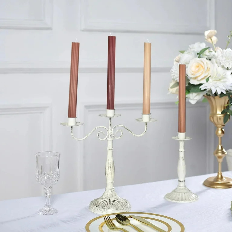 BalsaCircle 5 Unscented 9 in Assorted Natural Beige Premium Wax Taper Candles Ribbed Design Party... | Walmart (US)