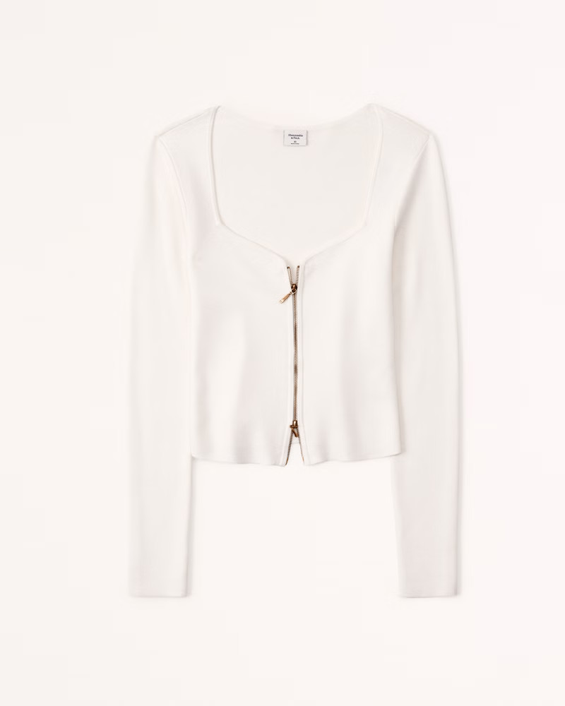 Zip-Up Notch-Neck Slim Top | Abercrombie & Fitch (US)
