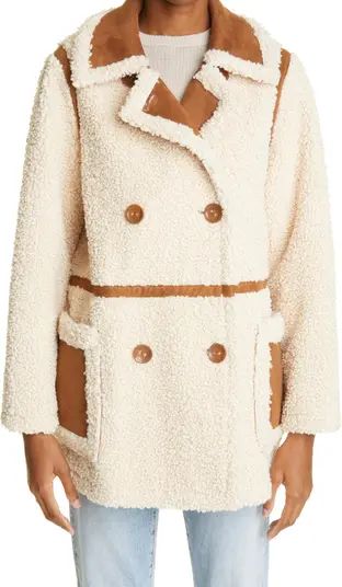 Stand Studio Chloe Double Breasted Faux Shearling Jacket | Nordstrom | Nordstrom