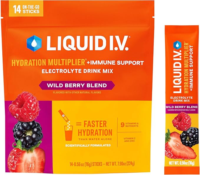 Liquid I.V.® Hydration Multiplier® +Immune Support - Wild Berry - Hydration Powder Packets | El... | Amazon (US)