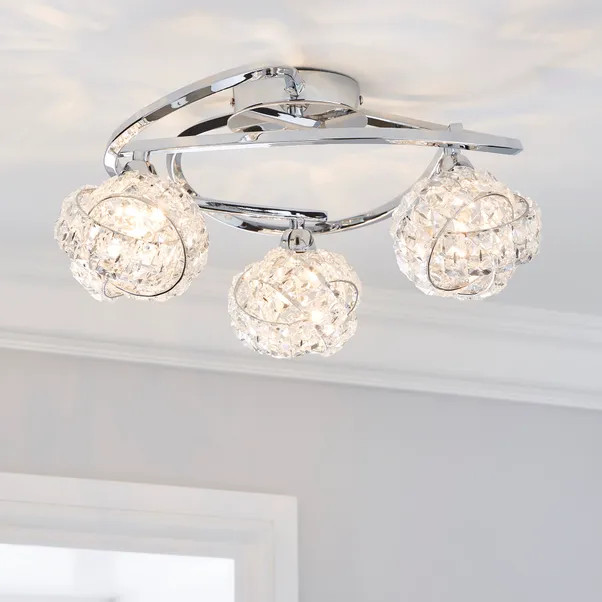 Cecilie 3 Light Crystal Semi-Flush Ceiling Fitting | Dunelm (migrated)
