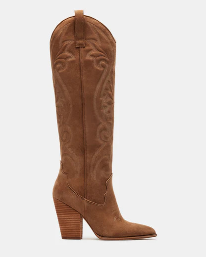 LASSO Chestnut Suede Western Boot | Women's Knee High Boot | Steve Madden (US)