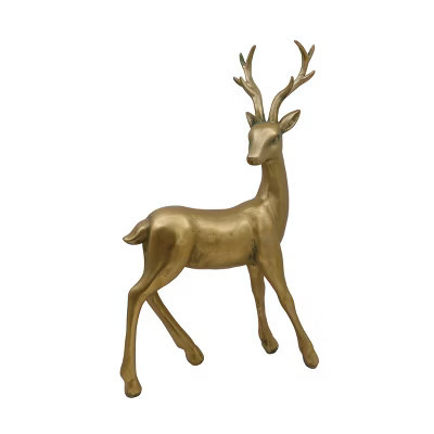 Transpac Gold Standing Reindeer Figurine Decorative Christmas Tabletop Decor Gift for Hostess Easy Care Holiday Decor | Target