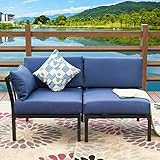 LOKATSE HOME 2 Piece Patio Furniture Corner Sofa Sectional Outdoor Loveseat Armchiar and Armless Set | Amazon (US)
