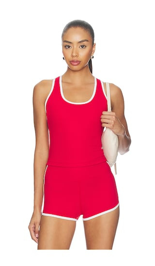 Sport Cut Out Back Tank Top in Cherry & White | Revolve Clothing (Global)