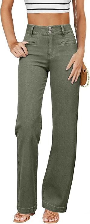 Sidefeel Women's Jeans High Waisted Straight Leg Stretchy Jeans Trendy Loose Wide Leg Zimbaplatin... | Amazon (US)
