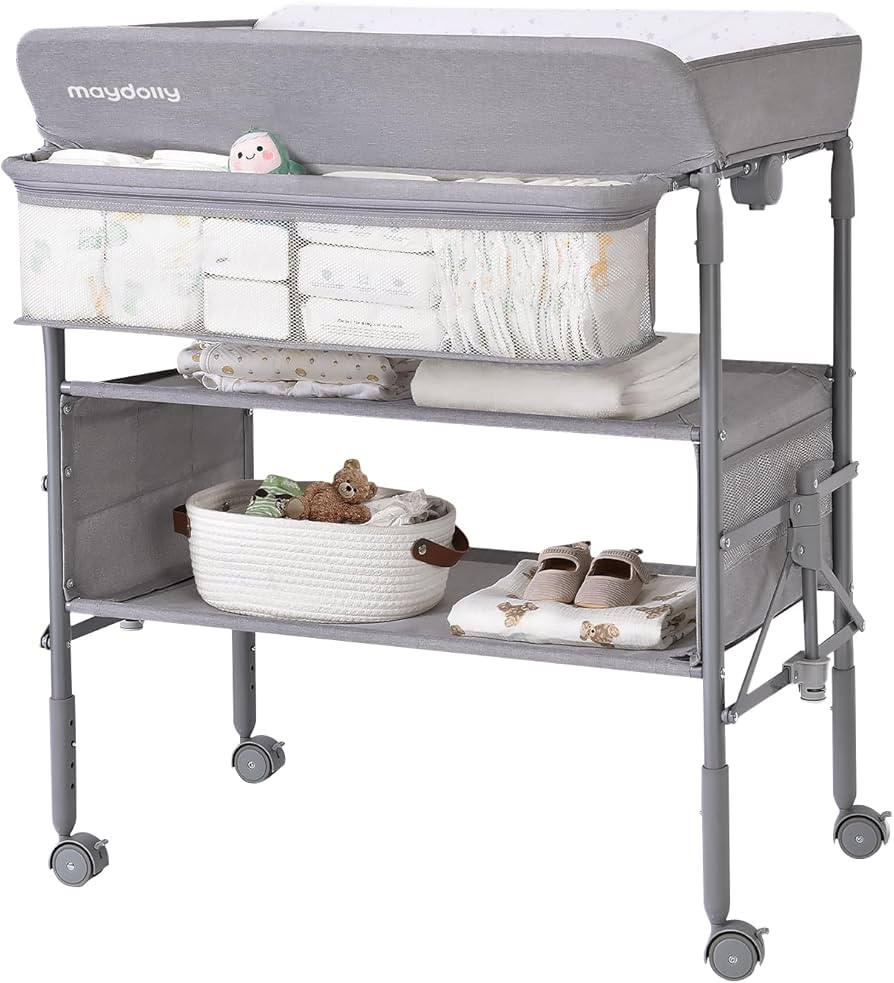 Baby Changing Table with Wheels, Maydolly Portable Foldable Changing Table, Waterproof Diaper Cha... | Amazon (US)