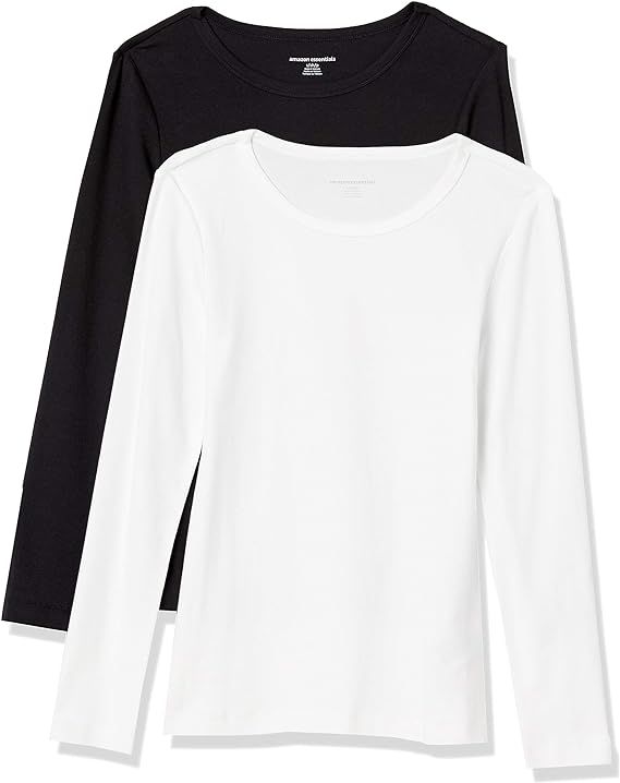 Amazon Essentials Women's 2-Pack Slim-Fit Long-Sleeve Crewneck T-Shirt | Amazon (US)