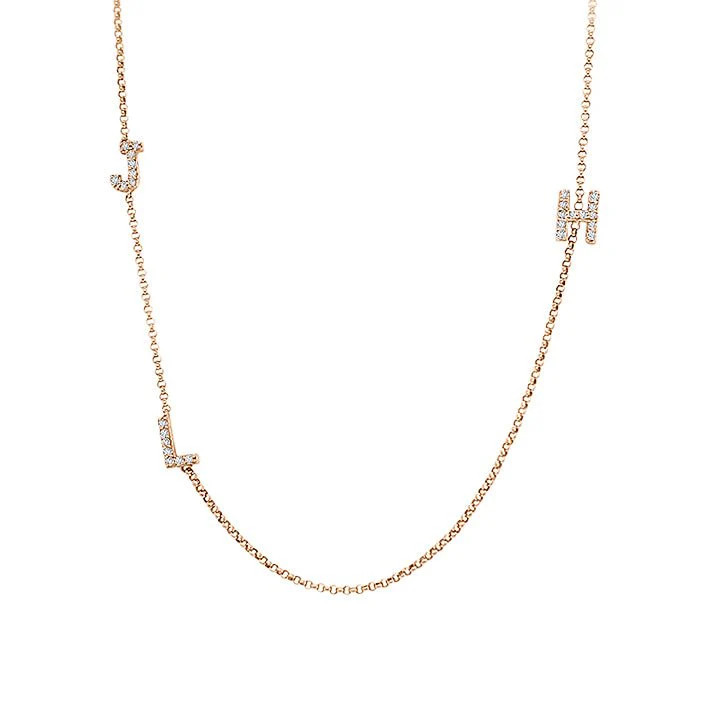 Double Sided Diamond Initial Necklace | LINDSEY LEIGH JEWELRY
