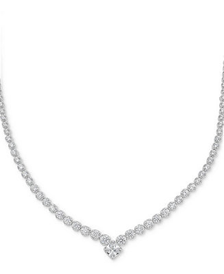 Diamond Princess & Round 18" Collar Necklace (3 1/2 ct. t.w.) in 14K White Gold | Macy's