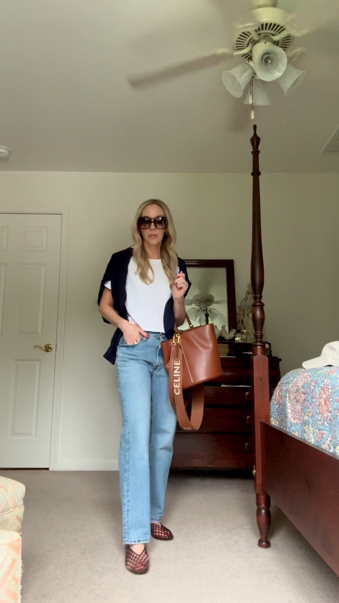 Summer casual outfit, American flag sweater, @levi baggy 90’s jeans, jelly shoes (super cute and comfy)

#LTKdayinmylife #LTKootd #LTKOver40