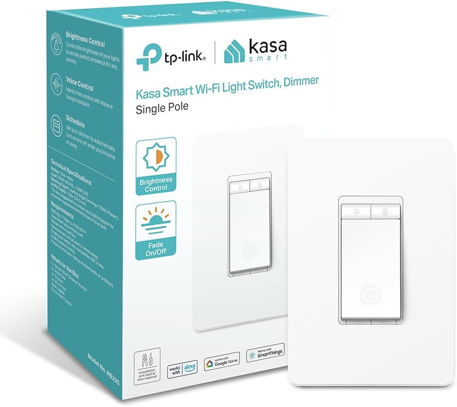 Kasa Smart Dimmer Switch HS220, Single Pole, Needs Neutral Wire, 2.4GHz Wi-Fi Light Switch Works ... | Amazon (US)