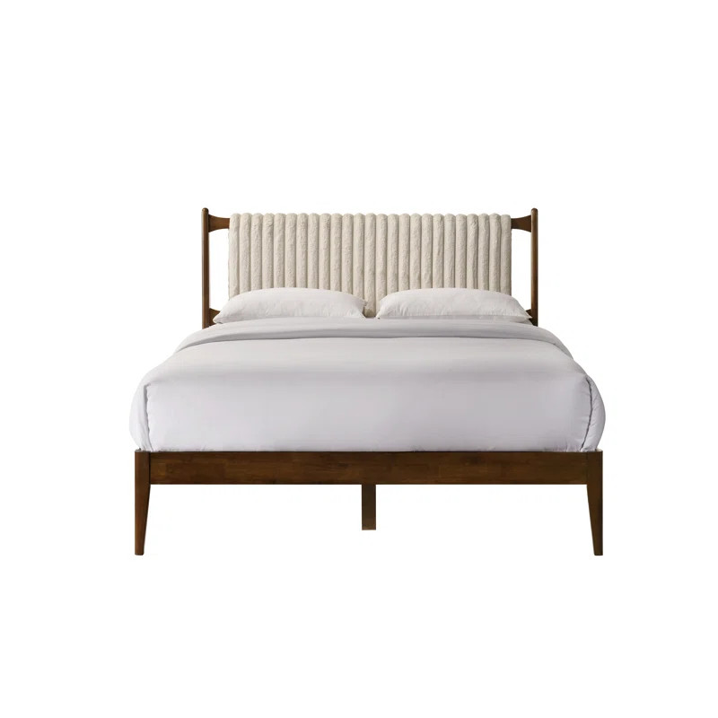Ava Solid Wood Platform Bed with Upholstered Headboard | Wayfair North America