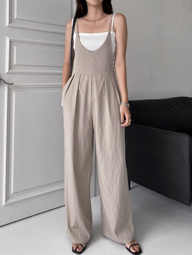DAZY 1pc Tie Back Plicated Detail Overall Jumpsuit
       
              
              $18.99   ... | SHEIN
