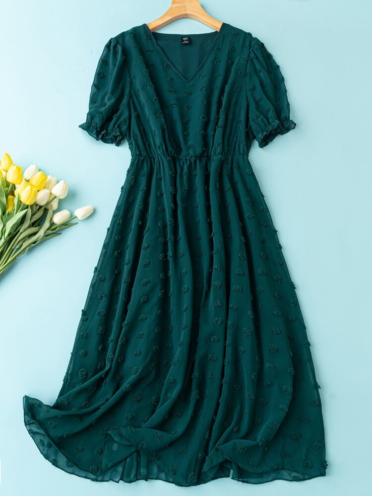 Plus Swiss Dot Flowy Dress | SHEIN