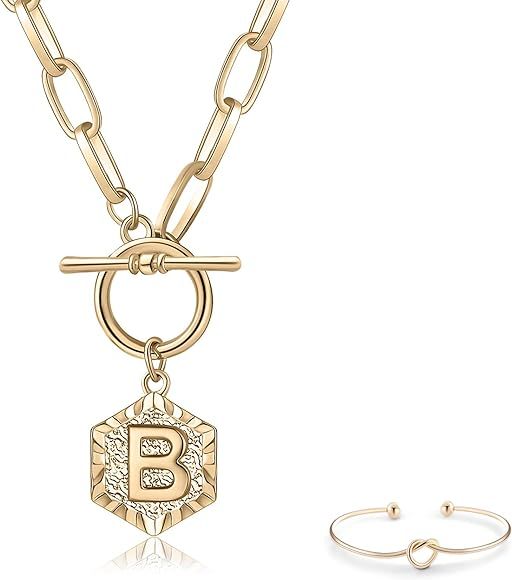 Amazon.com: MCSAYS Initial Necklace 18k Gold Plated 27 Capital A-Z Chockers Necklaces for Women N... | Amazon (US)