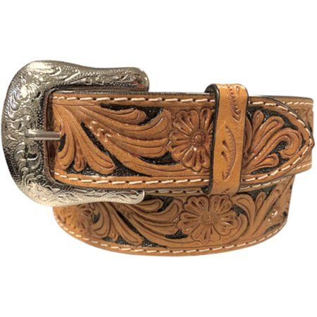 Twisted X Mens Floral Scroll Tooled Leather Western Belt (32) | Walmart (US)