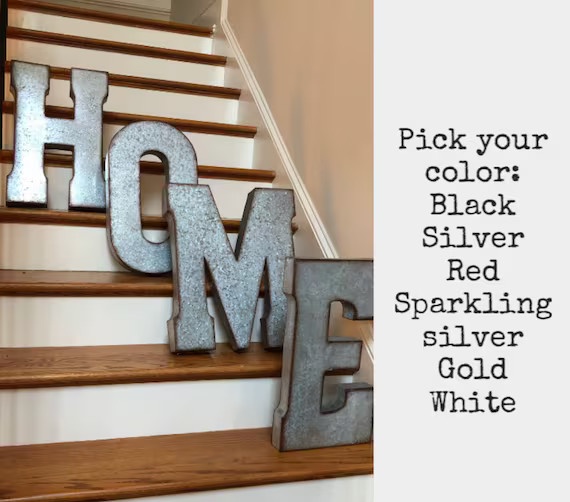 SALE Extra Large Metal Letters/pick color/ word Play/Galvanized Metal Letters/XXL Business letter... | Etsy (US)