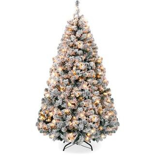 7.5 ft. Pre-Lit Incandescent Flocked Artificial Christmas Tree with 550 Warm White Lights | The Home Depot