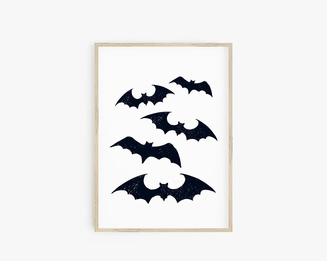 Bats Print, Halloween Wall Art, Halloween Decor, Digital Prints, Bat Poster, Large Poster Print, ... | Etsy (US)