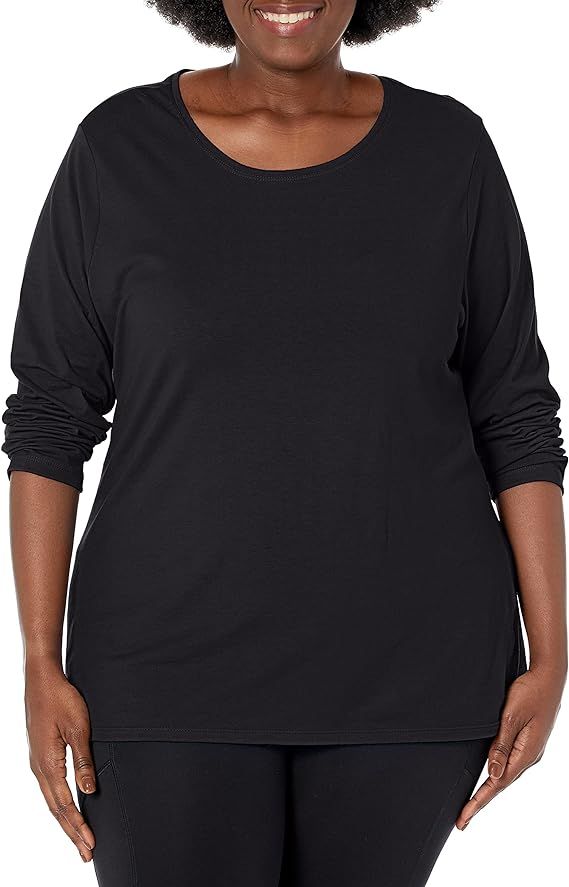 Just My Size Women's T-Shirt, Plus Size Long Sleeve Cotton Tee, JMS Plus Size Scoop-Neck T-Shirt ... | Amazon (US)
