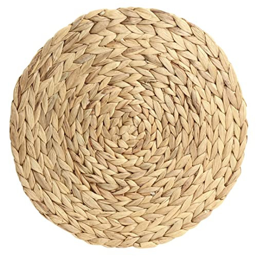 Koyal Wholesale 13.5” Water Hyacinth Placemats Set of 4 Round Woven Charger Plates for Dinner Table Décor, Natural Wicker Placemat Set for Farmhouse, Rustic or Boho Dining Table Setting | Amazon (US)