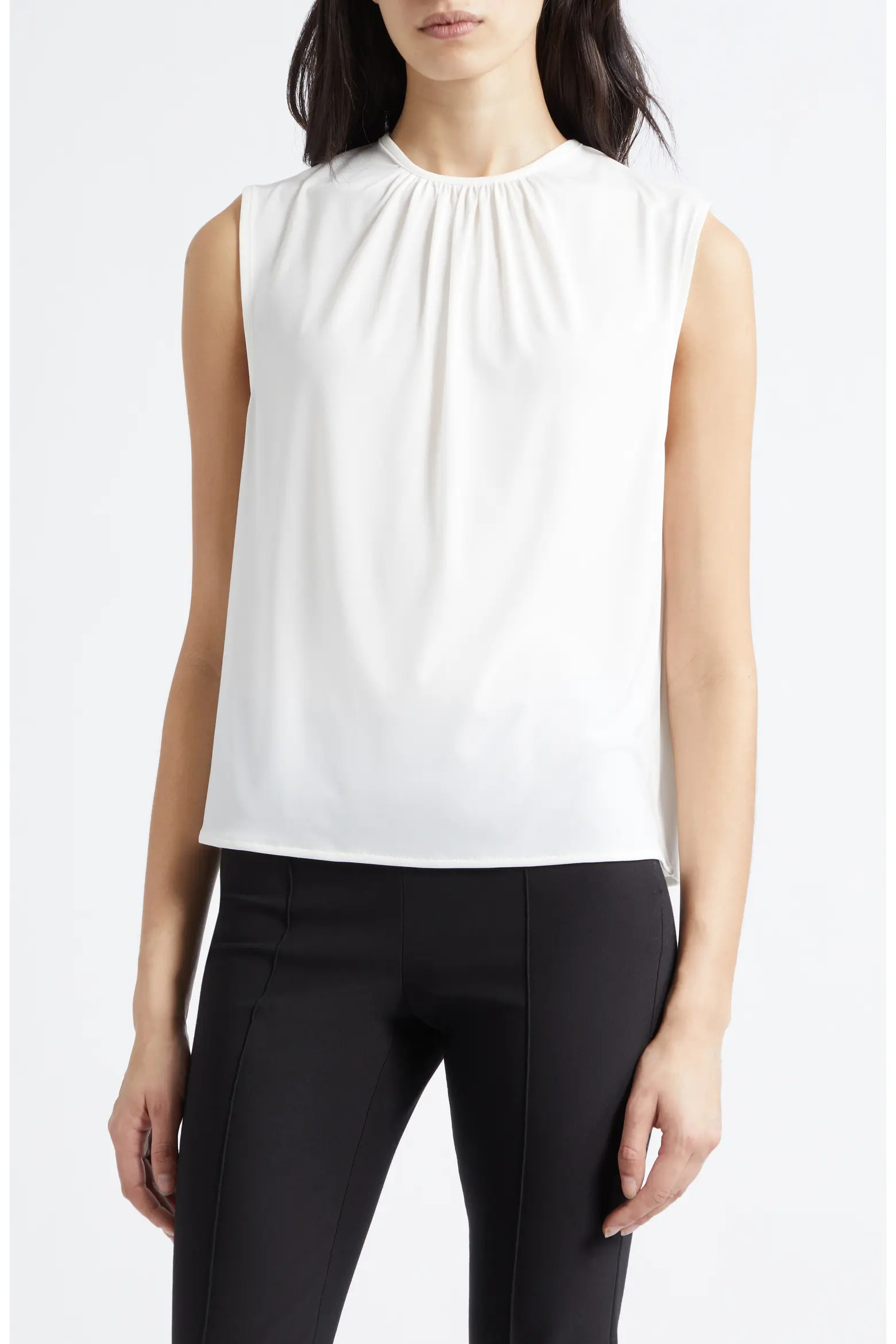 Gathered Jewel Neck Top (Women) | Nordstrom | Nordstrom
