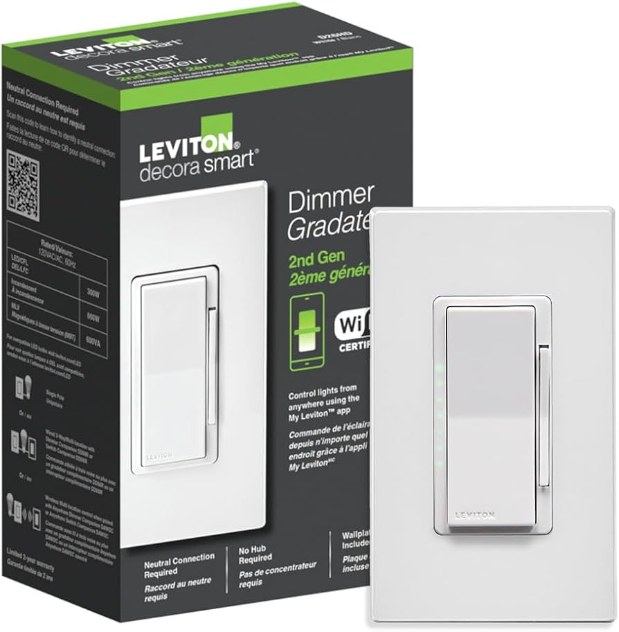 Leviton Decora Smart Dimmer Switch, Wi-Fi 2nd Gen, Neutral Wire Required, Works with Matter, Alex... | Amazon (US)