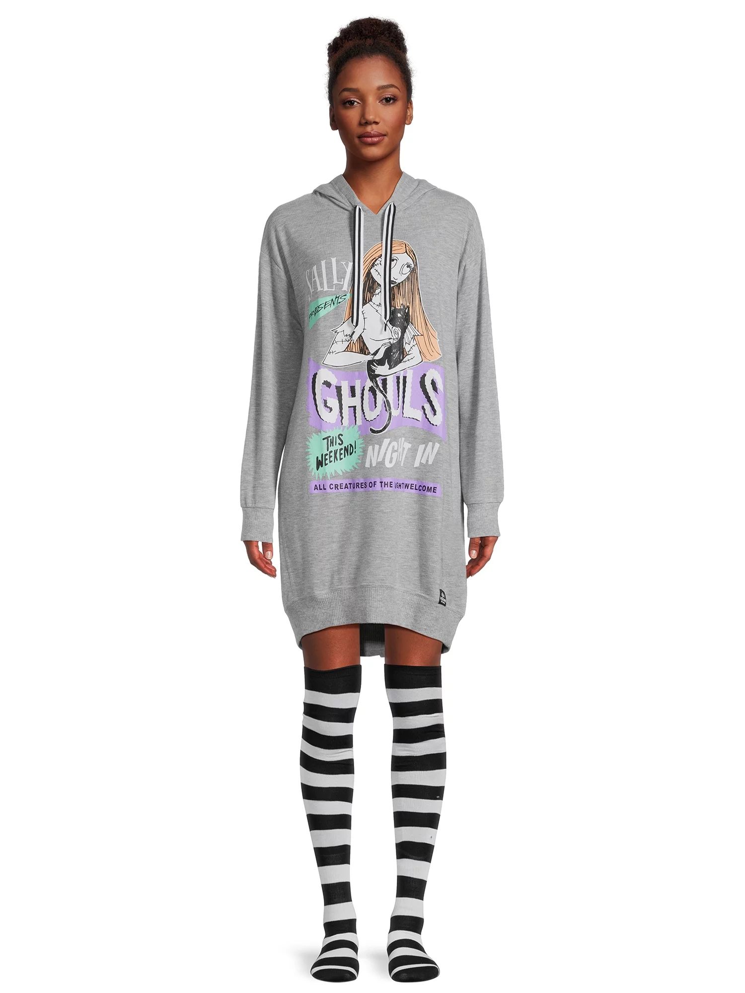 Nightmare Before Christmas Women's Hooded Sleepshirt and Socks Set, 2-Piece, Sizes XS-3X | Walmart (US)