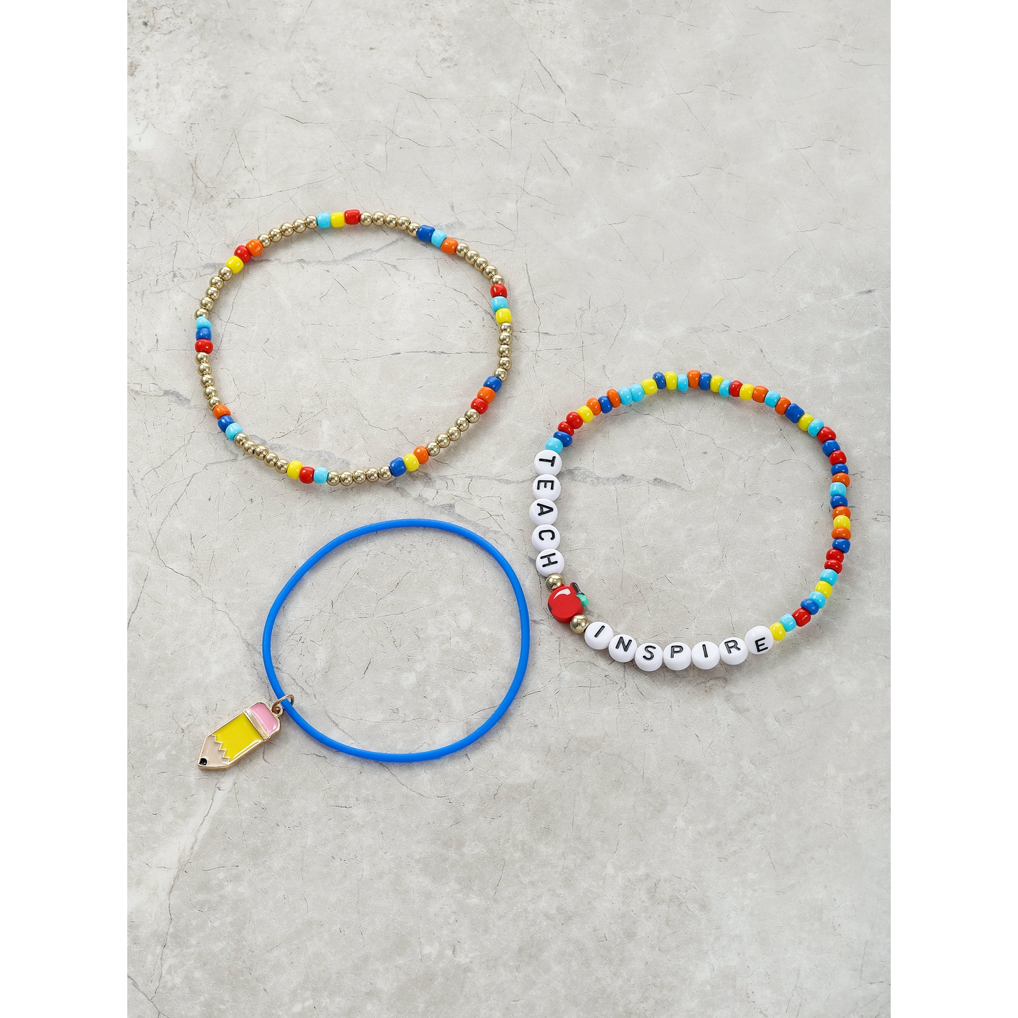 Customize Your Way 40 oz. Tumbler Bracelet Set, Teacher Theme, Multi-colored, 3 Bracelets | Walmart (US)