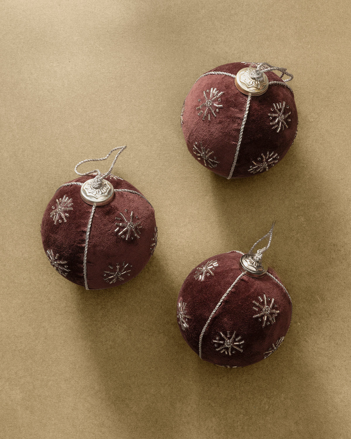Embroidered 4" Velvet Baubles (Set of 3) | McGee & Co. (US)