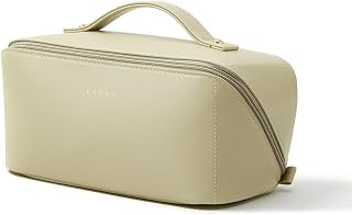 EACHY Travel Makeup Bag for Women, Flat Open Cosmetic Bag, Green, Medium | Amazon (US)