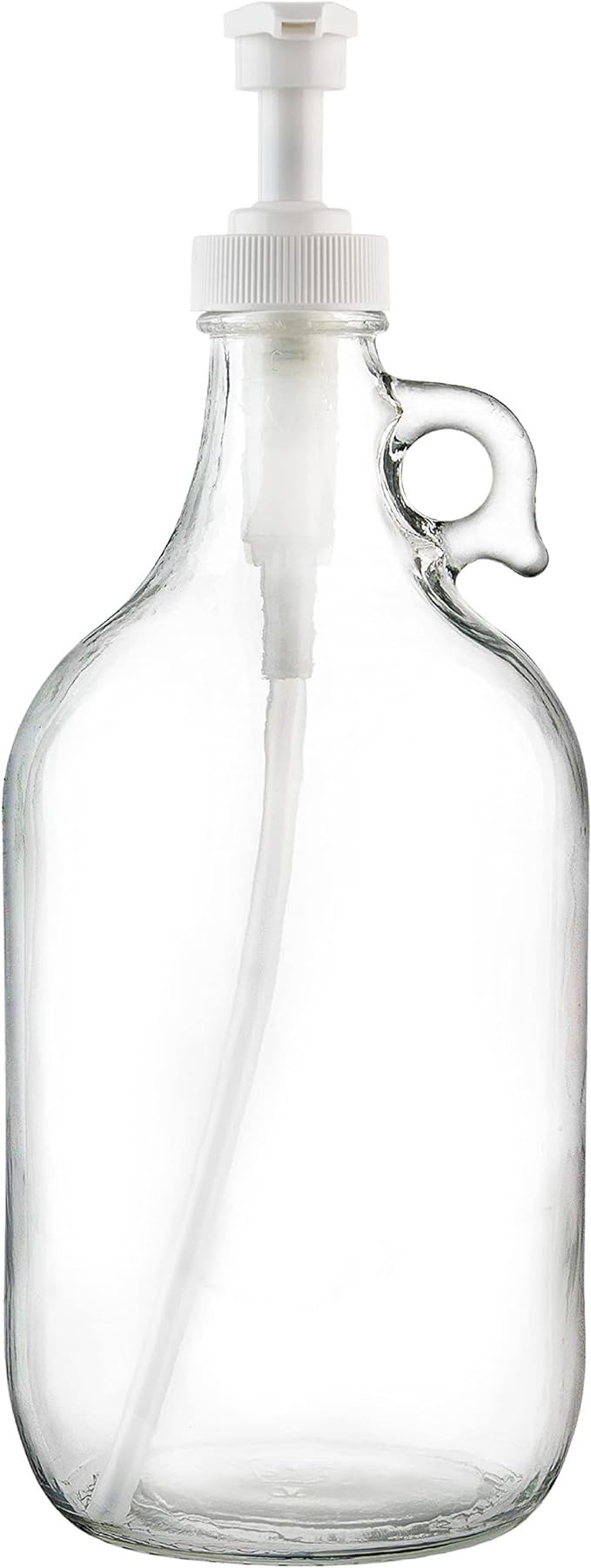 Half Gallon Glass Pump Dispenser Bottle, Large Jug with Pump for Laundry Soap Dispenser, Liquid D... | Amazon (US)