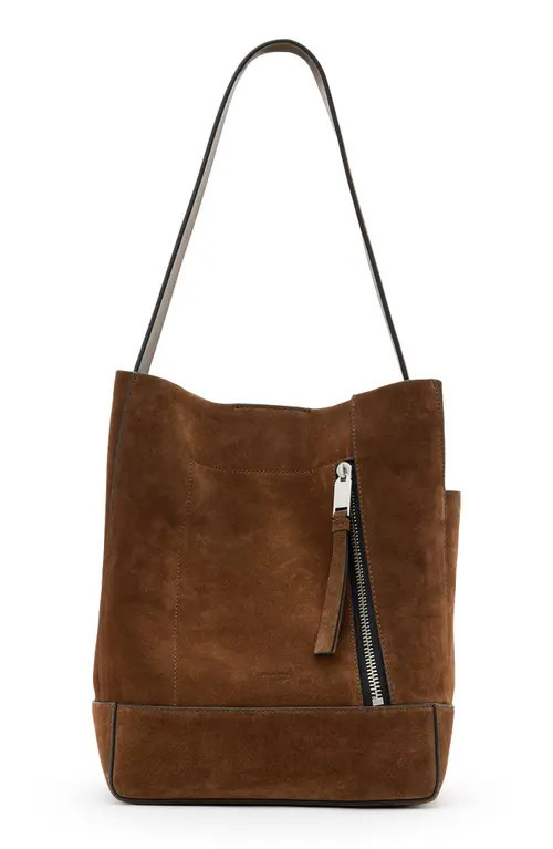 AllSaints Alba Suede Hobo Bag in Chestnut Brown Suede at Nordstrom | Nordstrom