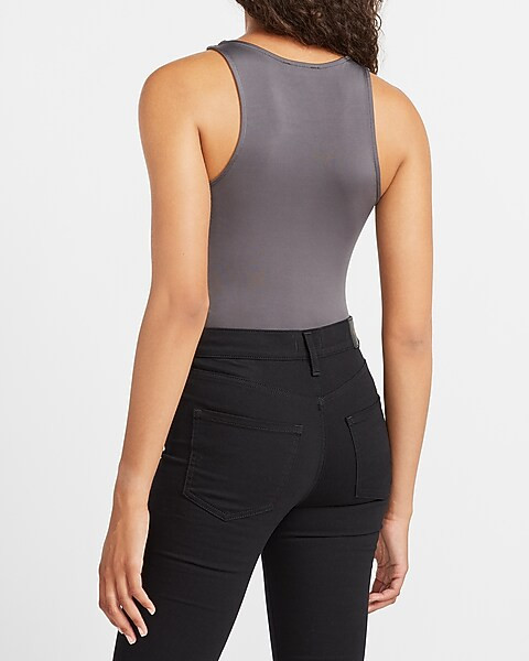 Body Contour Double Layer High Neck Thong Bodysuit | Express